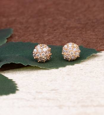 Gold Plated Stud Earrings with American Diamonds 3