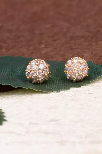 Gold Plated Stud Earrings with American Diamonds