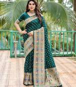 GREEN BANARASI SILK UNIQUE BEAUTIFUL SAREE