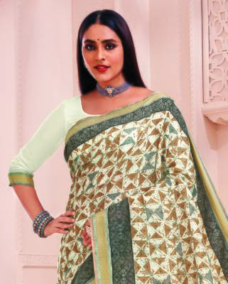 Roop Kashish Multicolor Soft Kalamkari Cotton Saree Fnacy Border And Fancy Print Blouse Piece 2