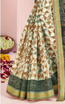 Roop Kashish Multicolor Soft Kalamkari Cotton Saree Fnacy Border And Fancy Print Blouse Piece 4