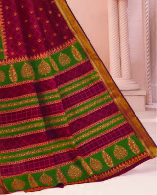 Roop Kashish Maroon Color Soft Kalamkari Cotton Saree Fnacy Border And Fancy Print Blouse Piece 3