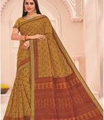 Roop Kashish Mustard Color Soft Kalamkari Cotton Saree Fnacy Border And Fancy Print Blouse Piece