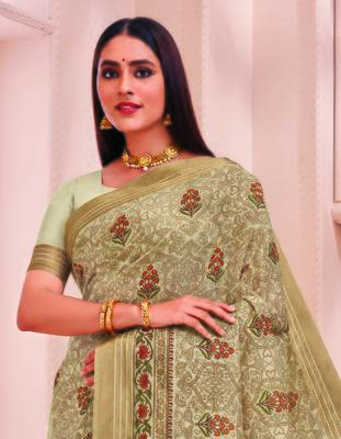 Roop Kashish Multicolor Soft Kalamkari Cotton Saree Fnacy Border And Fancy Print Blouse Piece 2