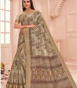 Roop Kashish Multicolor Soft Kalamkari Cotton Saree Fnacy Border And Fancy Print Blouse Piece