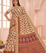 Roop Kashish Multicolor Soft Kalamkari Cotton Saree Fnacy Border And Fancy Print Blouse Piece