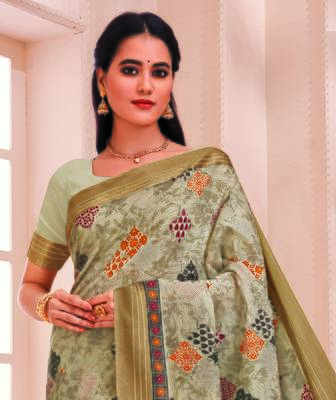 Roop Kashish Multicolor Soft Kalamkari Cotton Saree Fnacy Border And Fancy Print Blouse Piece 2