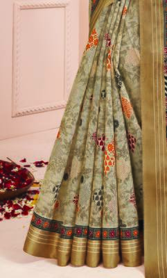 Roop Kashish Multicolor Soft Kalamkari Cotton Saree Fnacy Border And Fancy Print Blouse Piece 4