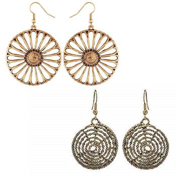 Stylish Silver Oxidised Afghani Drop Combo Earrings For Women & Girls  1