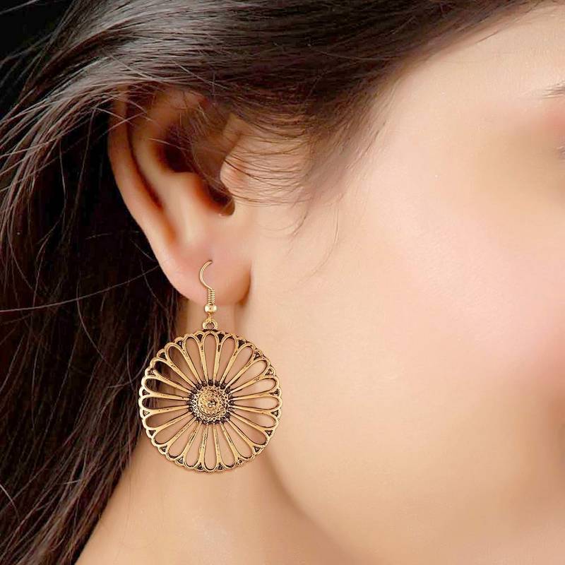 Stylish Silver Oxidised Afghani Drop Combo Earrings For Women & Girls 