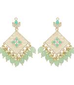 Traditional Gold Plated White Kundan Pearl Drop Earring For Women/Girls 