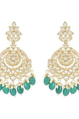 Gold Plated Traditional Handcrafted Pearl Kundan Beaded Earrings for Women/Girls 