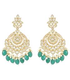 Gold Plated Traditional Handcrafted Pearl Kundan Beaded Earrings for Women/Girls 