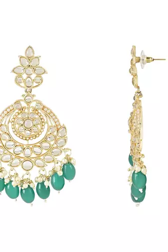 Gold Plated Traditional Handcrafted Pearl Kundan Beaded Earrings for Women/Girls 