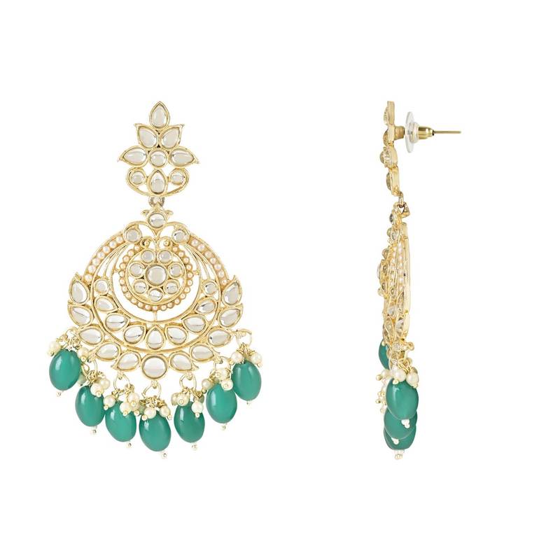 Gold Plated Traditional Handcrafted Pearl Kundan Beaded Earrings for Women/Girls 