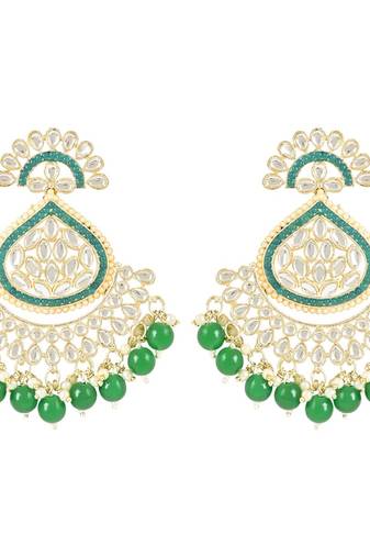 Gold Plated Traditional Handcrafted Kundan Earrings Adorned with Pearls for Women and Girls (E3015G)