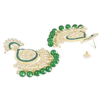 Gold Plated Traditional Handcrafted Kundan Earrings Adorned with Pearls for Women and Girls  3