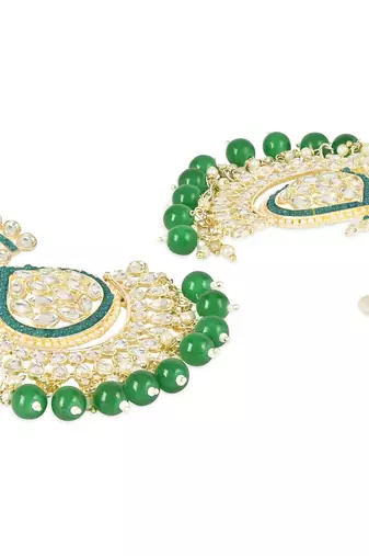 Gold Plated Traditional Handcrafted Kundan Earrings Adorned with Pearls for Women and Girls 
