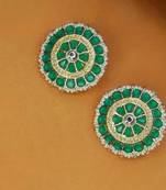 Gold Plated Traditional Kundan & Pearl Studded Earrings For Women/Girls 