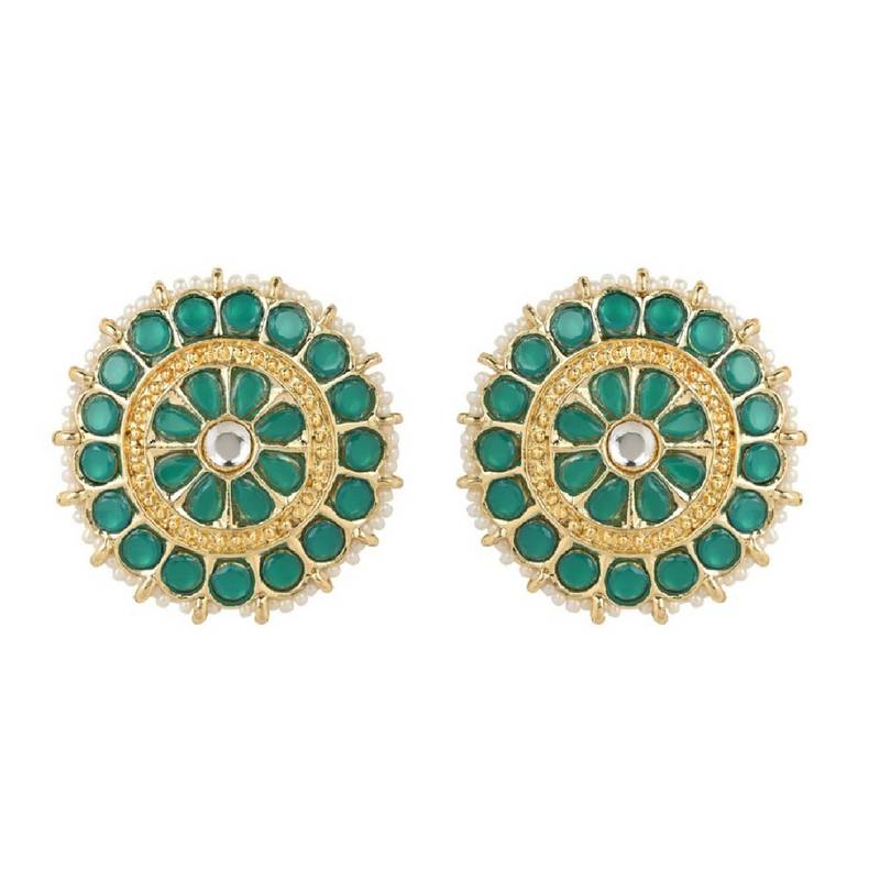 Gold Plated Traditional Kundan & Pearl Studded Earrings For Women/Girls 