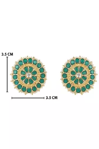 Gold Plated Traditional Kundan & Pearl Studded Earrings For Women/Girls 