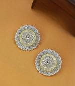 Gold Plated Traditional Kundan & Pearl Studded Earrings For Women/Girls 