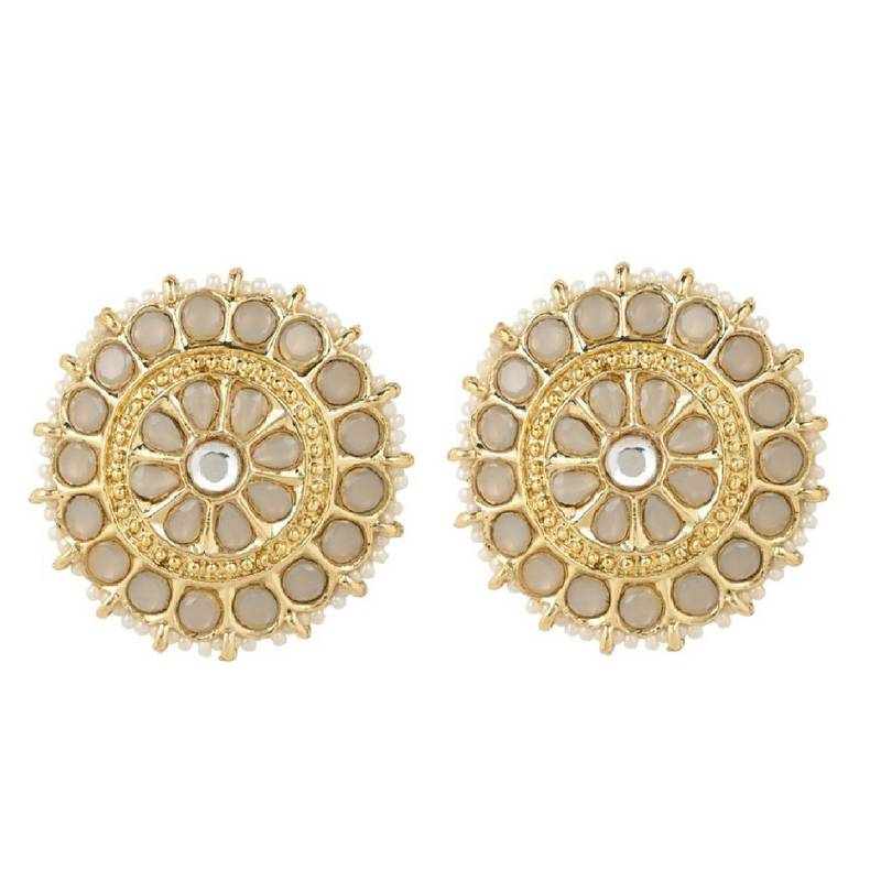 Gold Plated Traditional Kundan & Pearl Studded Earrings For Women/Girls 