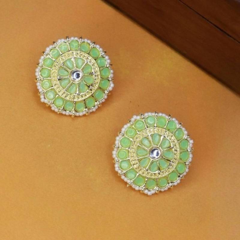 Gold Plated Traditional Kundan & Pearl Studded Earrings For Women/Girls 