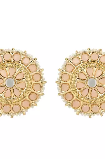 Gold Plated Traditional Kundan & Pearl Studded Earrings For Women/Girls 