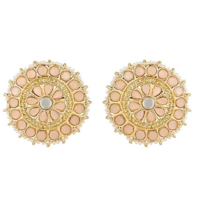 Gold Plated Traditional Kundan & Pearl Studded Earrings For Women/Girls 