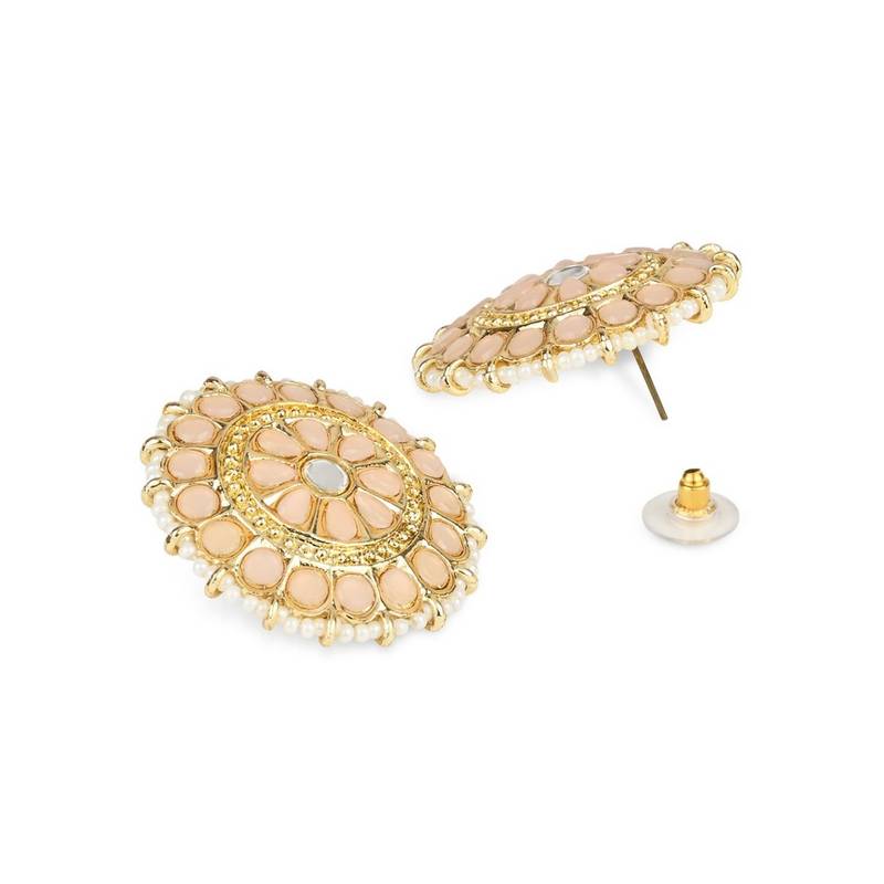 Gold Plated Traditional Kundan & Pearl Studded Earrings For Women/Girls 