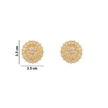 Gold Plated Traditional Kundan & Pearl Studded Earrings For Women/Girls  4