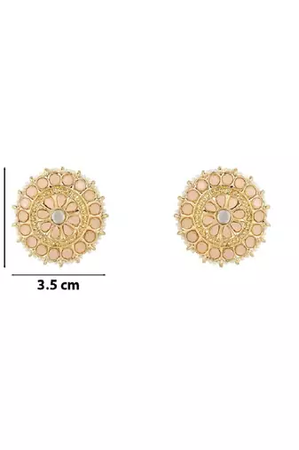 Gold Plated Traditional Kundan & Pearl Studded Earrings For Women/Girls 