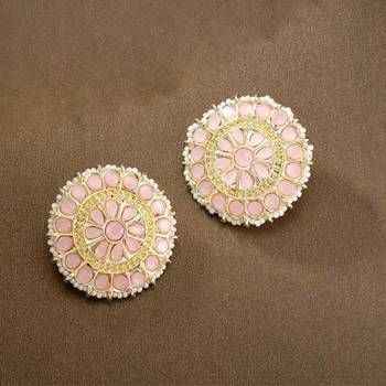 Gold Plated Traditional Kundan & Pearl Studded Earrings For Women/Girls  1