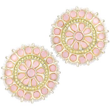 Gold Plated Traditional Kundan & Pearl Studded Earrings For Women/Girls  2