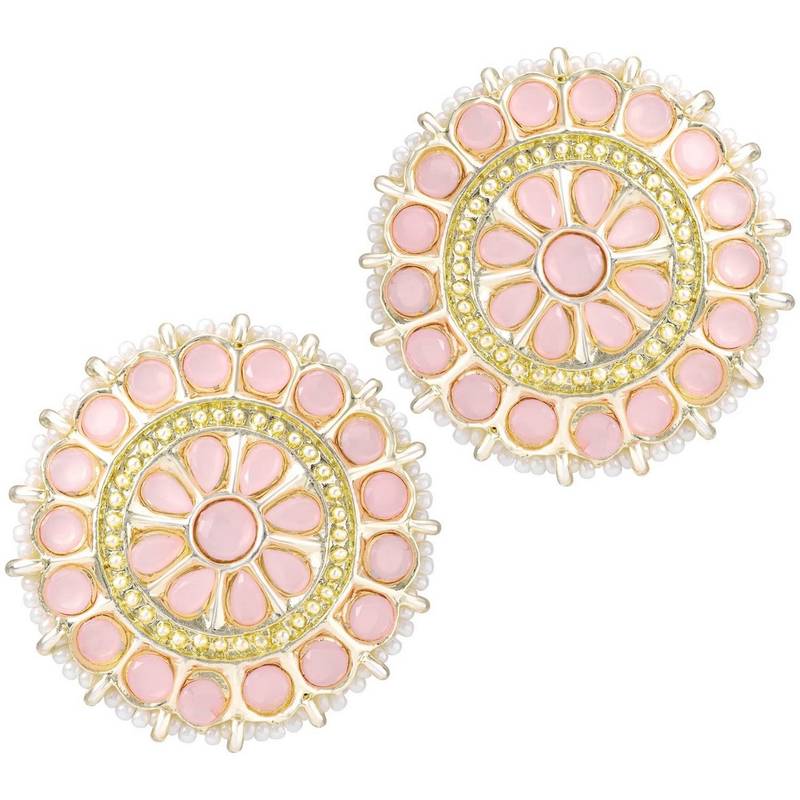 Gold Plated Traditional Kundan & Pearl Studded Earrings For Women/Girls 