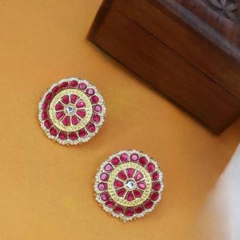 Gold Plated Traditional Kundan & Pearl Studded Earrings For Women/Girls  1