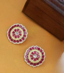 Gold Plated Traditional Kundan & Pearl Studded Earrings For Women/Girls 
