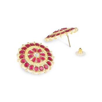 Gold Plated Traditional Kundan & Pearl Studded Earrings For Women/Girls  3