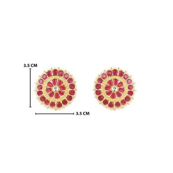 Gold Plated Traditional Kundan & Pearl Studded Earrings For Women/Girls  4