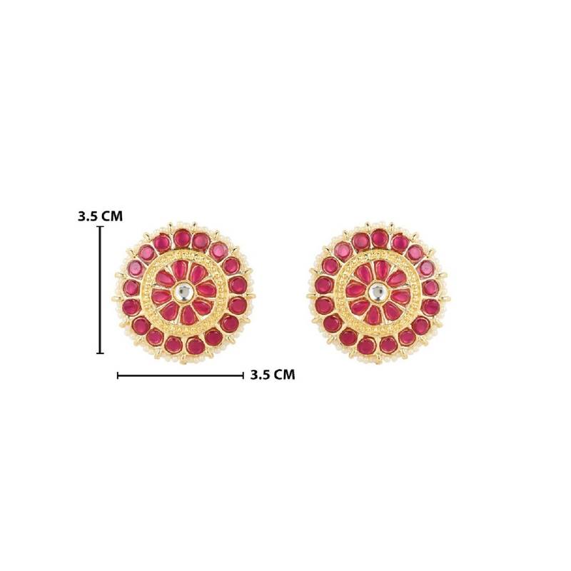 Gold Plated Traditional Kundan & Pearl Studded Earrings For Women/Girls 