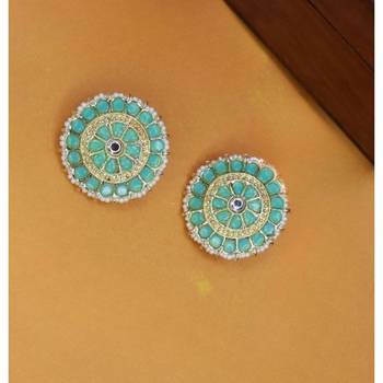 Gold Plated Traditional Kundan & Pearl Studded Earrings For Women/Girls  1