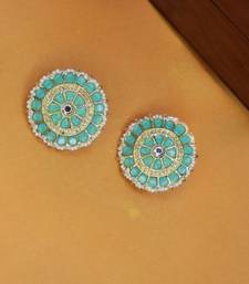 Gold Plated Traditional Kundan & Pearl Studded Earrings For Women/Girls 