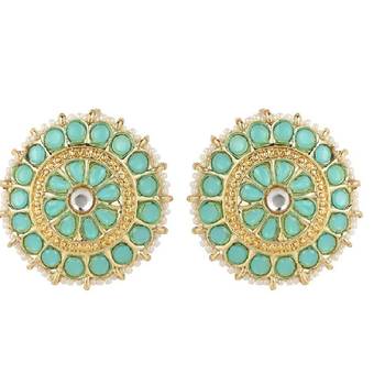 Gold Plated Traditional Kundan & Pearl Studded Earrings For Women/Girls  2