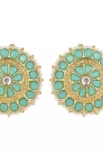 Gold Plated Traditional Kundan & Pearl Studded Earrings For Women/Girls 