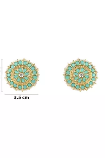 Gold Plated Traditional Kundan & Pearl Studded Earrings For Women/Girls 
