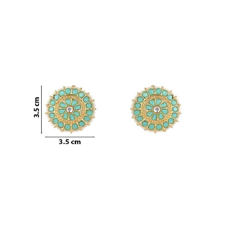 Gold Plated Traditional Kundan & Pearl Studded Earrings For Women/Girls 