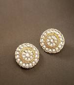 Gold Plated Traditional Kundan & Pearl Studded Earrings For Women/Girls 
