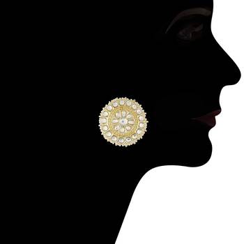 Gold Plated Traditional Kundan & Pearl Studded Earrings For Women/Girls  3