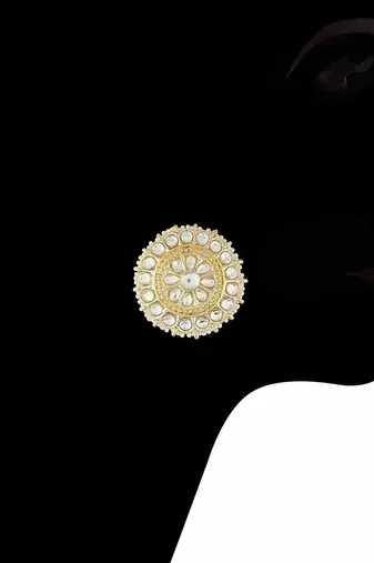 Gold Plated Traditional Kundan & Pearl Studded Earrings For Women/Girls 